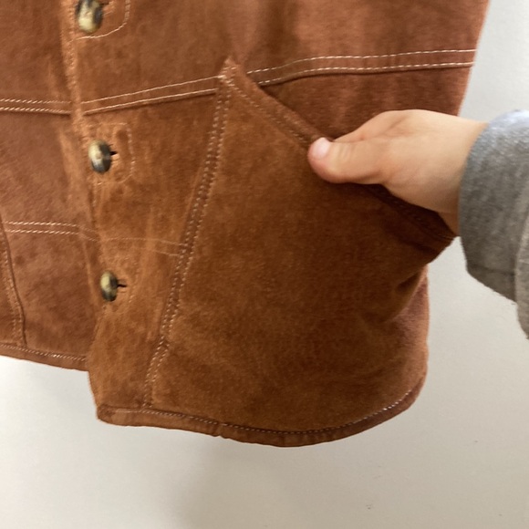 Vintage Vest Mens XL Brown Leather Cream Faux Shearling Fleece Reversible - Picture 8 of 16